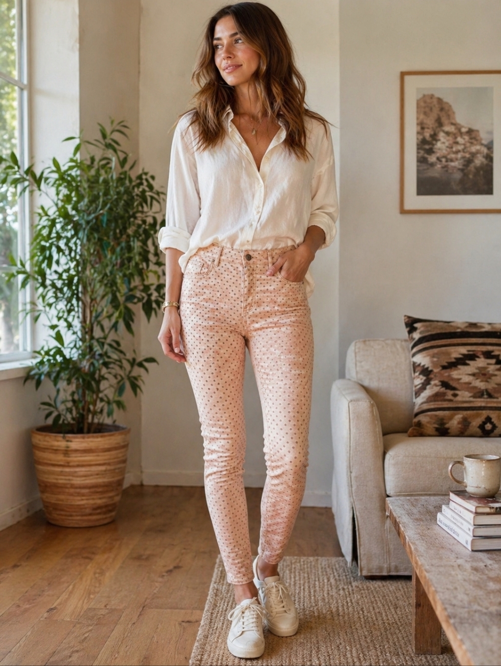 Pilcro & The Letterpress Velvet‎ High Rise Skinny Polka Dot Jeans Size 28